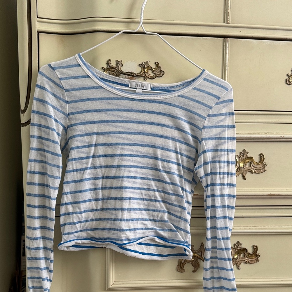 dELiA*s Blue and White Striped Top
